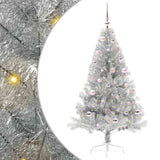 Albero di Natale artificiale con luci integrate Argento 150 cm