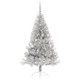 Albero di Natale artificiale con luci integrate Argento 150 cm