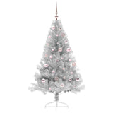 Albero di Natale artificiale con luci integrate Argento 150 cm