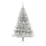 Albero di Natale artificiale con luci integrate Argento 150 cm