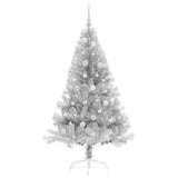 Albero di Natale artificiale con luci integrate Argento 150 cm