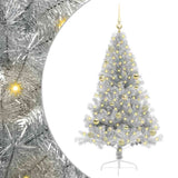 Albero di Natale artificiale con luci integrate Argento 150 cm