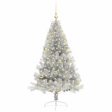Albero di Natale artificiale con luci integrate Argento 150 cm