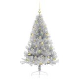 Albero di Natale artificiale con luci integrate Argento 150 cm