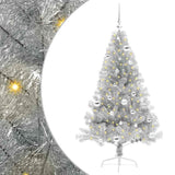 Albero di Natale artificiale con luci integrate Argento 150 cm