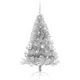 Albero di Natale artificiale con luci integrate Argento 150 cm