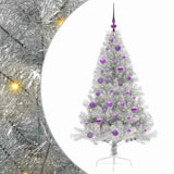 Albero di Natale artificiale con luci integrate Argento 150 cm