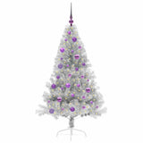 Albero di Natale artificiale con luci integrate Argento 150 cm