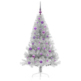 Albero di Natale artificiale con luci integrate Argento 150 cm