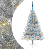 Albero di Natale artificiale con luci integrate Argento 150 cm
