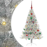 Albero di Natale artificiale con luci integrate Argento 150 cm