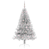 Albero di Natale artificiale con luci integrate Argento 180 cm