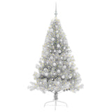 Albero di Natale artificiale con luci integrate Argento 180 cm