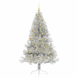 Albero di Natale artificiale con luci integrate Argento 180 cm