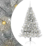 Albero di Natale artificiale con luci integrate Argento 180 cm