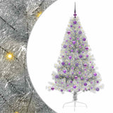 Albero di Natale artificiale con luci integrate Argento 180 cm