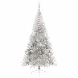 Albero di Natale artificiale con luci integrate Argento 210 cm