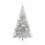 Albero di Natale artificiale con luci integrate Argento 210 cm