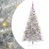 Albero di Natale artificiale con luci integrate Argento 210 cm