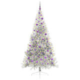 Albero di Natale artificiale con luci integrate Argento 210 cm