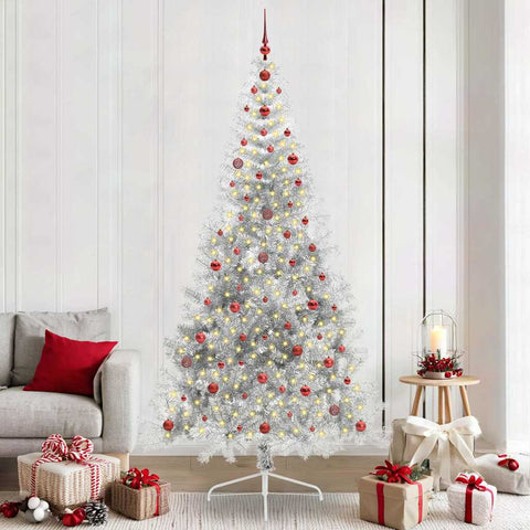 Albero di Natale artificiale con luci integrate Argento 240 cm
