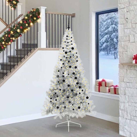 Albero di Natale artificiale con luci integrate Argento 240 cm