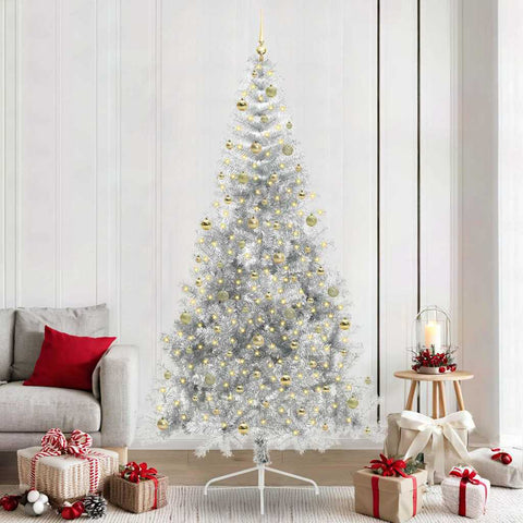 Albero di Natale artificiale con luci integrate Argento 240 cm