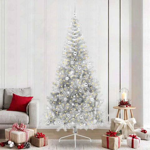 Albero di Natale artificiale con luci integrate Argento 240 cm