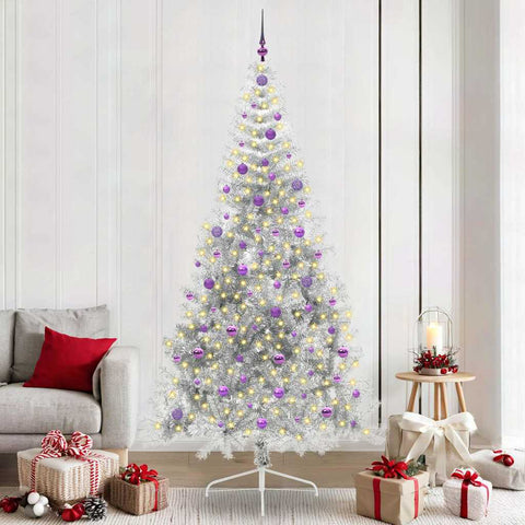 Albero di Natale artificiale con luci integrate Argento 240 cm