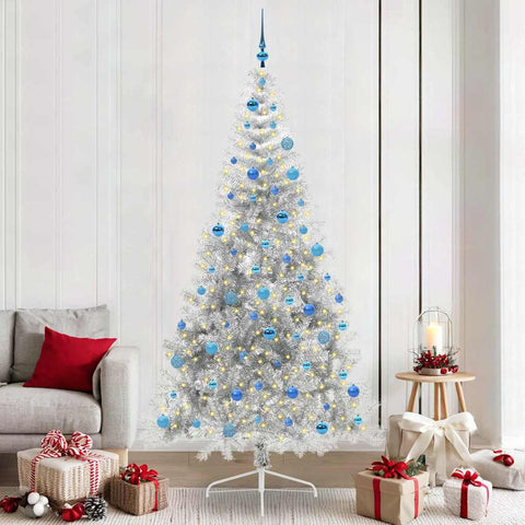 Albero di Natale artificiale con luci integrate Argento 240 cm