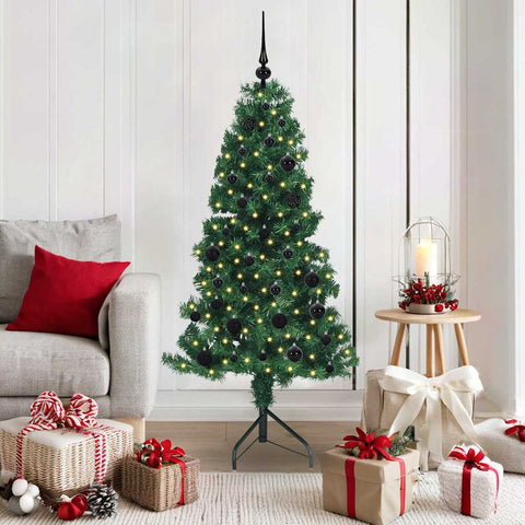 Albero di Natale Artificiale Angolare con 150 LED Verde 150 cm