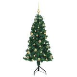 Albero di Natale Artificiale Angolare con 150 LED Verde 150 cm