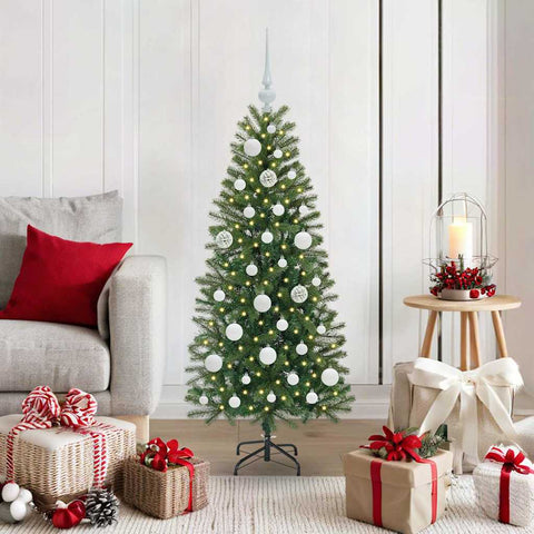 Albero di Natale artificiale con 150 LED Verde 120 cm PE e PVC