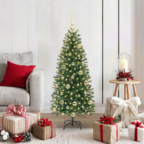Albero di Natale artificiale con 150 LED Verde 120 cm PE e PVC