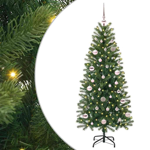 Albero di Natale artificiale con 150 LED Verde 150 cm PE e PVC