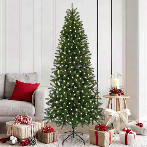 Albero di Natale artificiale con 300 LED Verde 180 cm PE e PVC