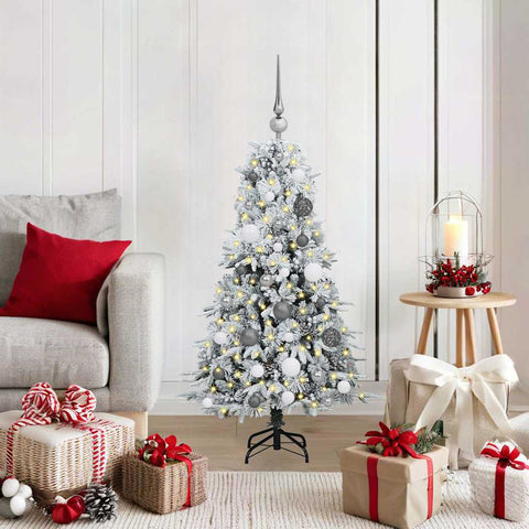Albero di Natale Artificiale con Rami Pieghevoli Bianco 120 cm