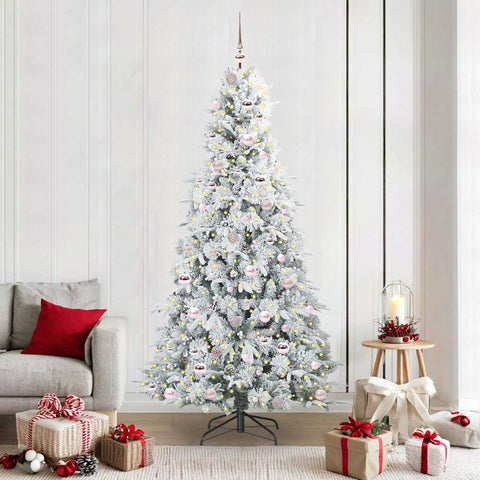 Albero di Natale Artificiale con Rami Pieghevoli Bianco 210 cm