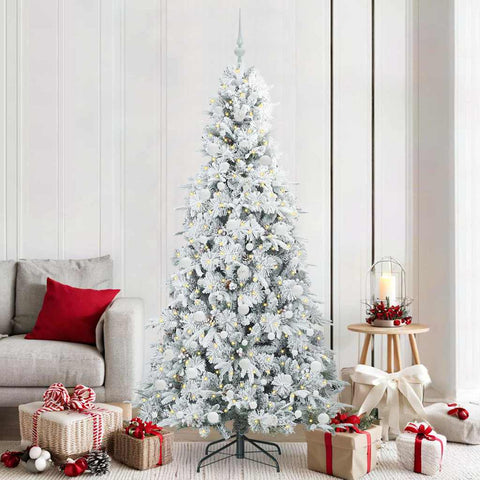 Albero di Natale Artificiale con Rami Pieghevoli Bianco 210 cm