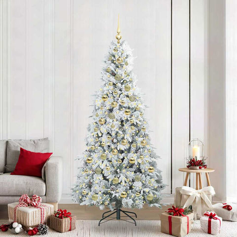 Albero di Natale Artificiale con Rami Pieghevoli Bianco 210 cm