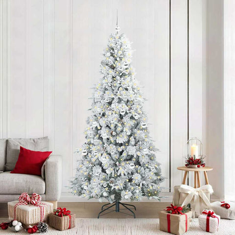 Albero di Natale Artificiale con Rami Pieghevoli Bianco 210 cm