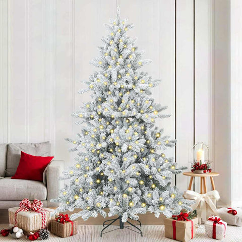 Albero di Natale Artificiale con Rami Pieghevoli Bianco 210 cm