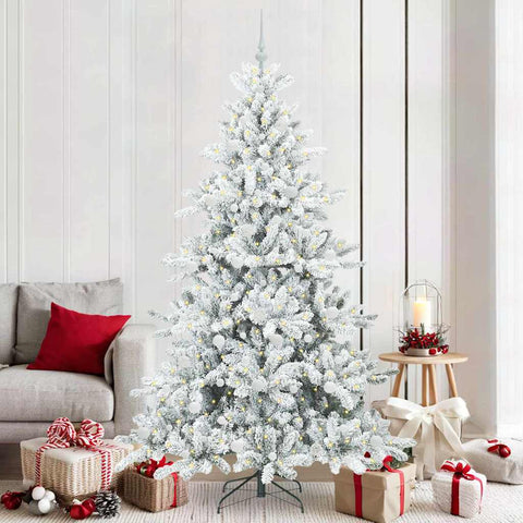 Albero di Natale Artificiale con Rami Pieghevoli Bianco 210 cm