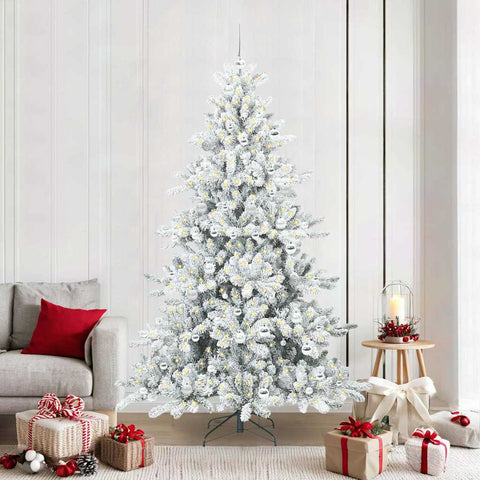 Albero di Natale Artificiale con Rami Pieghevoli Bianco 210 cm
