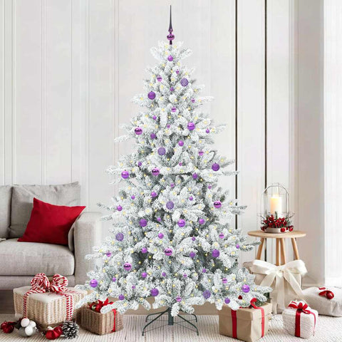 Albero di Natale Artificiale con Rami Pieghevoli Bianco 210 cm