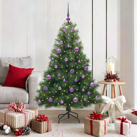 Albero di Natale artificiale con 150 LED Verde 150 cm PE e PVC