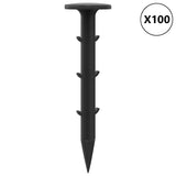 Picchetti da terra 100 pcs Nero 3 x 11 cm Plastica