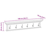 Appendiabiti montato a muro Naturale 100 x 10 x 20 cm