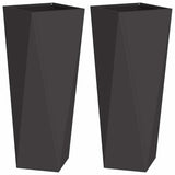 Fioriera 2 pcs Nero 30 x 30 x 75 cm Acciaio