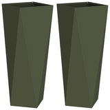 Fioriera 2 pcs Verde oliva 30 x 30 x 75 cm Acciaio